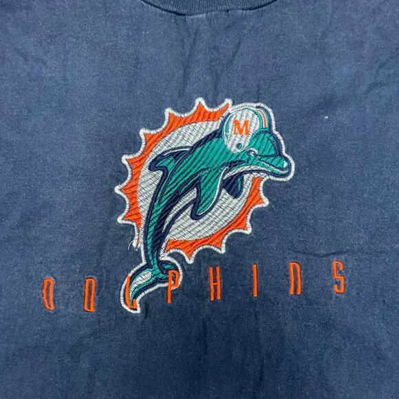 Vintage Miami Dolphins Tee Logo Athletic Blue Large 90s NFL Shirt - Picture 4 of 5